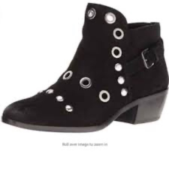 Sam Edelman Shoes - Sam Edelman Edgy Pedra Gromet Black Moto Bootie Suede Silver Detail Sz. 6 Biker